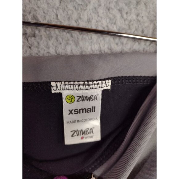 Zumba Come Alive Cropped Black/Gray Fold Over Waistband Leggings Size XS - Picture 9 of 10